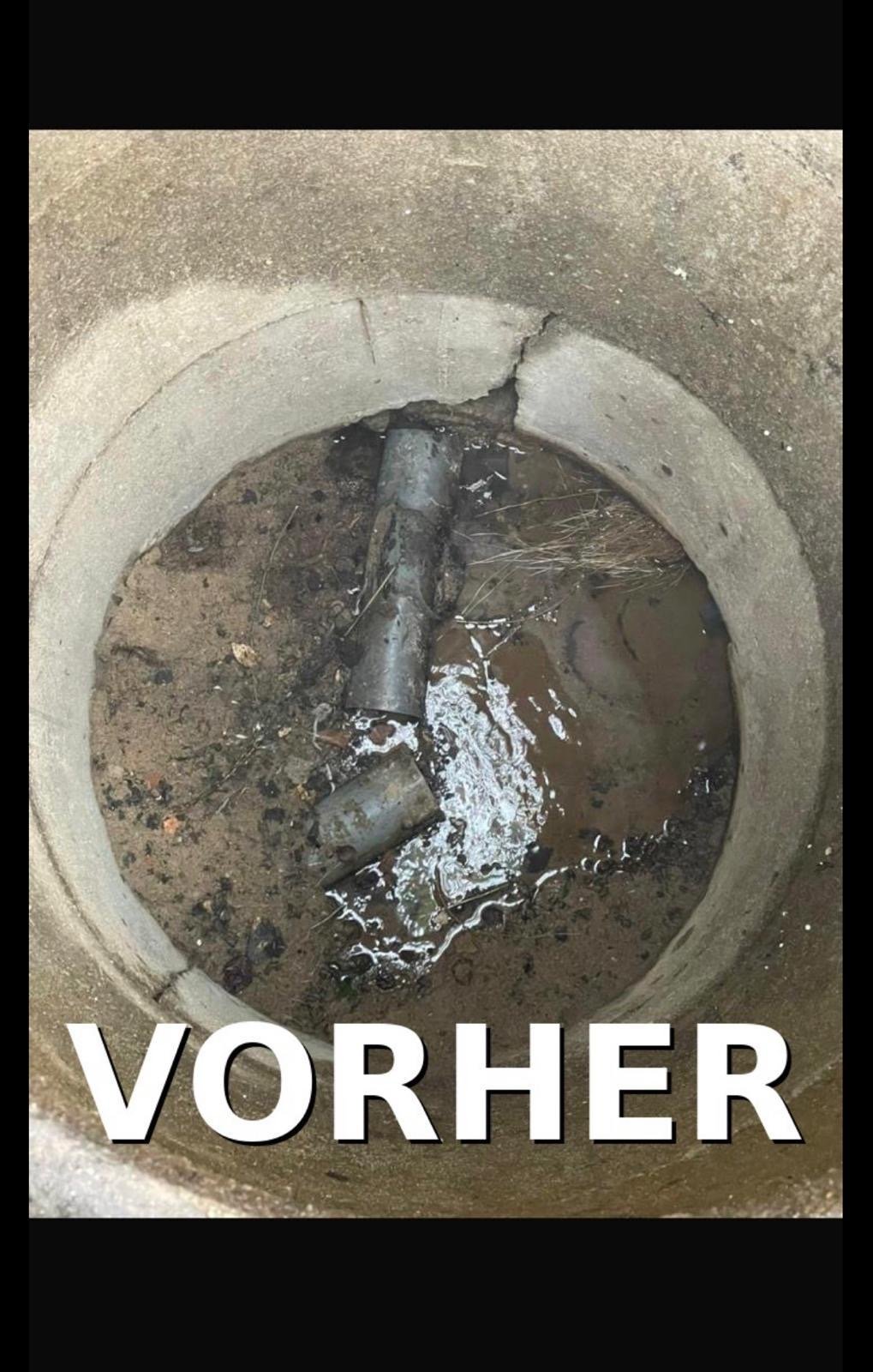 Beschädigter Schacht vor der Sanierung